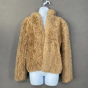 Spiegel | Light Brown Vintage Hooded Faux Fur Jacket